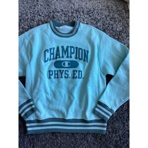 Champion Reverse Weave Sweatshirt Unisex Size M Blue Long Sleeves Physical Ed *